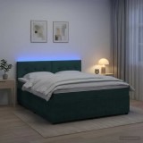 Cumpara ieftin Pat boxspring cu saltea Verde inchis 160 x 200 cm Catifea