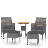 Cumpara ieftin Set mobilier de gradina, 5 piese, gri, poliratan