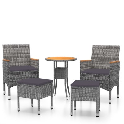 Set mobilier de gradina, 5 piese, gri, poliratan foto