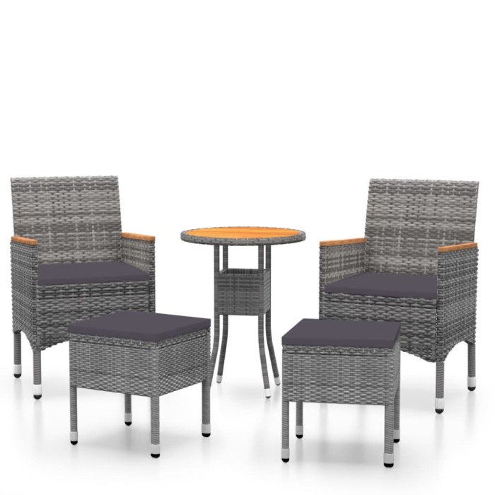 Set mobilier de gradina, 5 piese, gri, poliratan