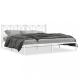 Cumpara ieftin Cadru de pat metalic cu tablie, alb, 193x203 cm