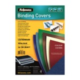 Cumpara ieftin Coperti carton Fellowes A4 250gr imitatie piele albastru 100/top
