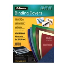 Coperti carton Fellowes A4 250gr imitatie piele albastru 100/top
