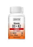 Vitamina K2 D3 Forte Zenyth Pharmaceuticals 5000 UI, 30 capsule. MK7 naturala, suport imunitar si osos. Fara lactoza, gluten, soia.