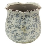 Ghiveci flori ceramica bej gri 18x17 cm