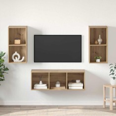 vidaXL Set comodă TV stejar artizanal 37 x 37 x 107 cm Lemn compozit 3393365