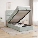 Cumpara ieftin Pat ottoman cu saltea Gri deschis 90 x 200 cm Catifea