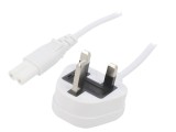 Cablu Alb 1,8m cu Mufă BS 1363 și IEC C7 3A
