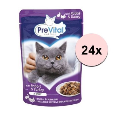 PreVital Cat cu iepure și curcan &amp;icirc;n aspic 24 x 100 g foto