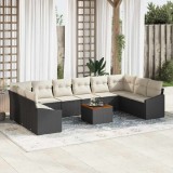 VidaXL Set de canapele pentru grădină 11 pcs Negru Rattan poli