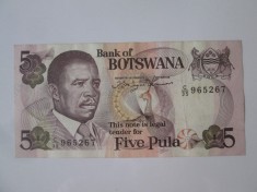Botswana 5 Pula 1982 in stare foarte buna,bancnota din imagini