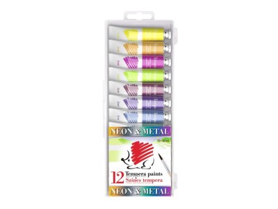 Acuarele tempera ICO Arici Neon si Metal 12 ml 12 culori/set foto