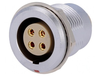 Conector Circular 2B Soclu Mamă 4 PIN Lipire 15A IP50 0,5mm2 foto