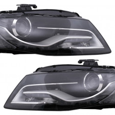 Faruri Xenon Cu Lumini de zi Integrate LED (DRL) compatibil cu Audi A4 B8 8K (09.2007-10.2011) Negre