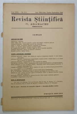 REVISTA STIINTIFICA &amp;#039; V. ADAMACHI &amp;#039; , NR. 2-3 , IASI - ALBA IULIA , APRILIE - SEPTEMBRIE , 1944 foto