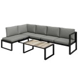 Outsunny Set Mobilier de Grădină Exterior Colțar 5 Persoane cu 2 Canapele, Scaun Fără Cotiere, Masă de Cafea, Gri &Icirc;nchis | Aosom Romania
