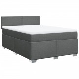 Cumpara ieftin Pat box spring cu saltea, gri inchis, 140x200 cm, textil