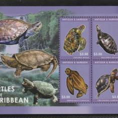 Antigua si Barbuda 2012-Fauna,Testoase-Caraibe,bloc 4 val. dant.Mi.5053-5056KB