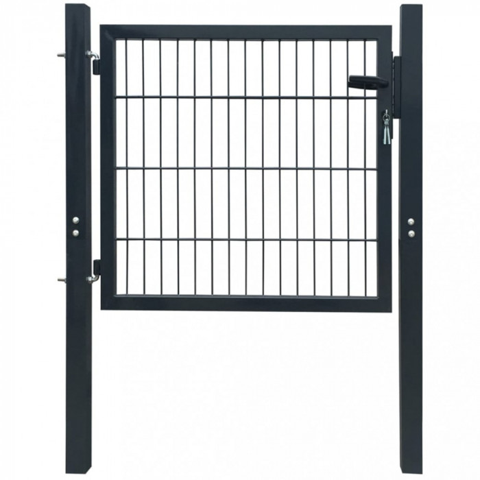 vidaXL Poartă pentru gard 2D (simplă), gri antracit, 106x130 cm 141740
