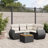 vidaXL Set mobilier de grădină cu perne, 5 piese, negru, poliratan 3224985