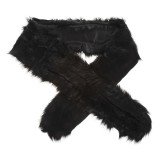 Fular negru din blana artificiala pufoasa