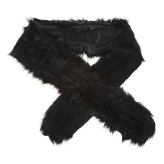 Fular negru din blana artificiala pufoasa