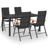 Cumpara ieftin Set de masa pentru gradina, 5 piese, negru si maro