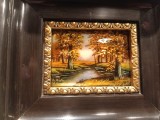 LIMOGES tablou PEISAJ TOAMNA splendid UNIC semnat JEAN BETOURNE pictat manual in EMAIL manopera EXCEPTIONALA de colectie FRANTA