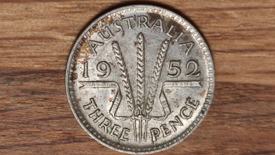 Australia - moneda de colectie argint threepence - 3 pence 1952 - XF+/aunc foto