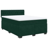Cumpara ieftin Pat box spring cu saltea, verde inchis, 140x190 cm, catifea