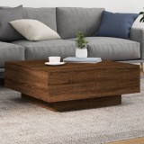 VidaXL Măsuță de cafea cu lumini LED, stejar maro, 80x80x31 cm