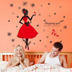 Sticker perete autocolant shopping girl stickere livingroom foto