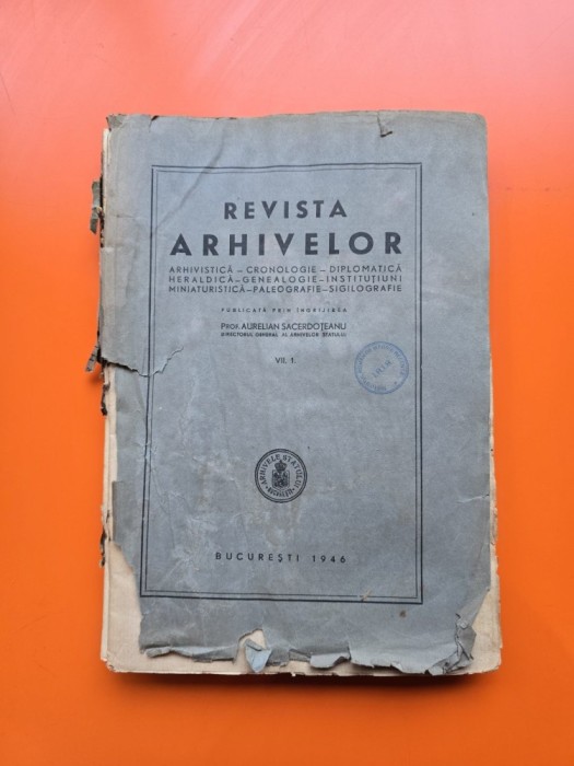 Revista Arhivelor vol. VII, nr. 1 - Prof. Aurelian Sacerdoțeanu