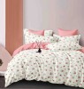 Lenjerie pat dublu,bumbac finet,6 piese,cearceaf de pat normal,alba roz cu flori-A987, Jojo Home