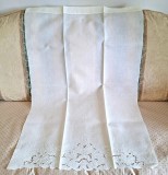 Stergar Vintage din bumbac cu broderie manuala florala Madeira- Italia