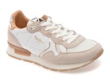 Pantofi sport PEPE JEANS albi, LS40004, din material textil