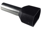 Set 100 pini terminali dubli izolati 6mm &sup2; negri ferule cupru 23mm, XBS