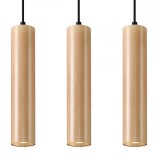 Lampă Suspendată Lino Lemn Natural Lemn 3 Bec Tub Scandinav De Interior