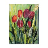 Tablou lalele pictat manual, 40x30cm acril in cutit efect 3D, Kenny Varniote