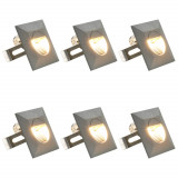 VidaXL Lămpi de perete LED de exterior, 6 buc., argintiu, 5 W, pătrat