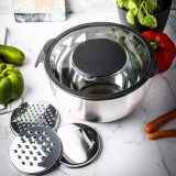 Bol inox, cu capac si razatoare, multifunctional, negru, capacitate 5l, KingHoff