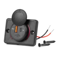 Priza cu 2 USB, 12-24V, USB + USB-C QC3.0 12V 24V, suport patrat, rezistent la apa AutoDrive ProParts