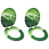 Cumpara ieftin Scaune WC capac silentios, 2 buc., verde, MDF, model stropi