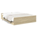 Cumpara ieftin Cadru de pat cu sertare stejar sonoma 150x200 cm lemn prelucrat