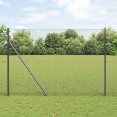 vidaXL Gard plasă sudată cu 13 st&acirc;lpi gri 1.5x25 m oțel