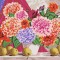 Set pictura pe numere Natura statica Flori 1345, panza bumbac pe rama lemn, 60x80 cm, tablou cu schita, 3 pensule si vopsea acrilica