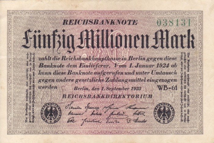 GERMANIA 50.000.000 marci 1923 VF+/aXF!!!