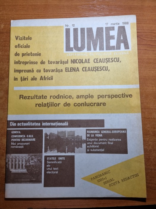 revista lumea 17 martie 1988-vizita lui ceausescu in mauritania