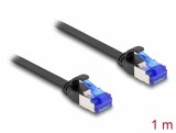 Cablu de retea RJ45 FTP Cat.6A flat/flexibil 1m Negru, Delock 80175