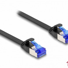 Cablu de retea RJ45 FTP Cat.6A flat/flexibil 1m Negru, Delock 80175